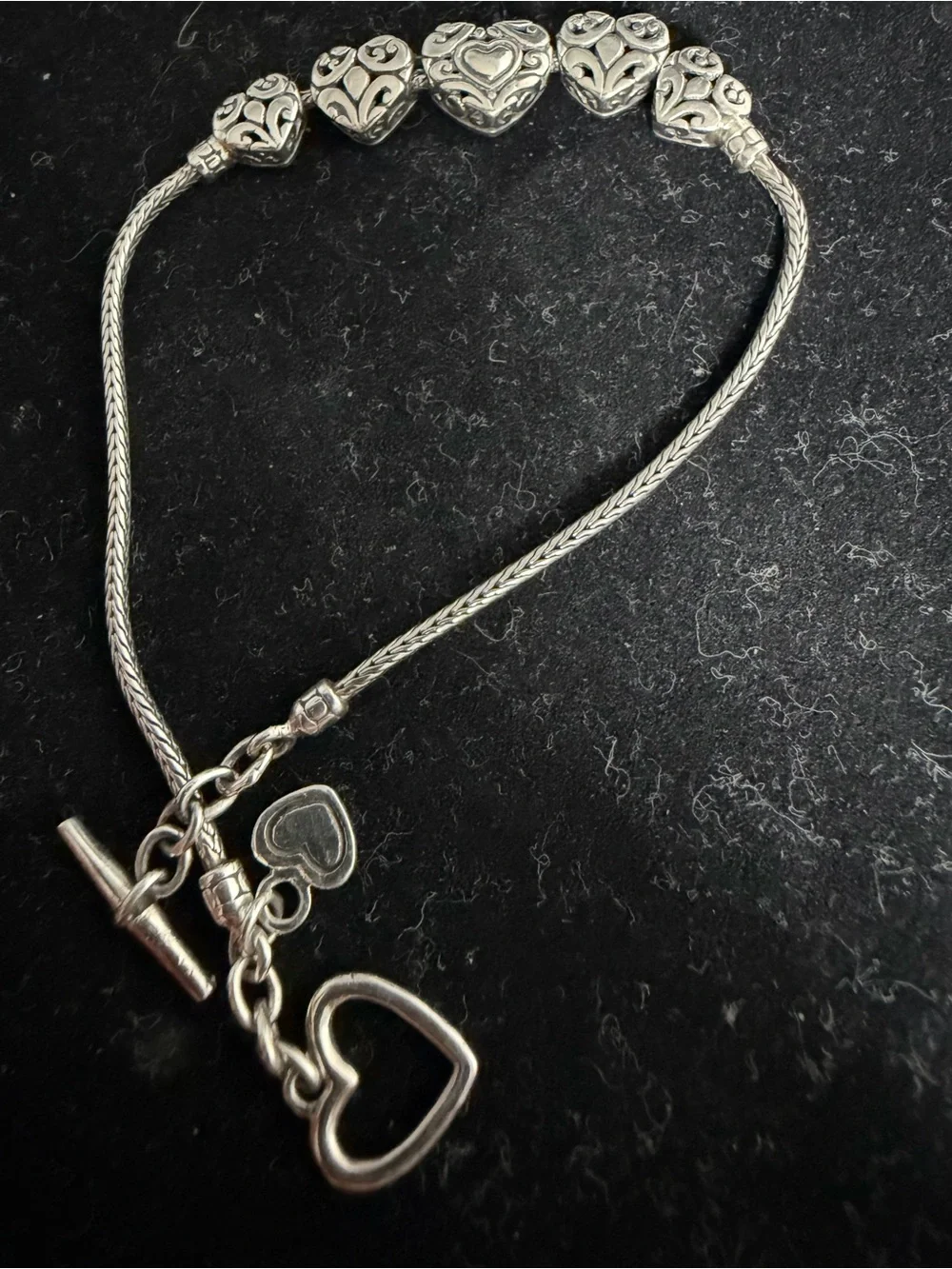 Annika Witt 925 Sterling silver heart toggle bracelet. Designer